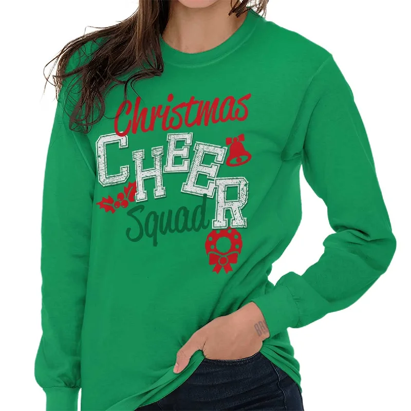 Men's long sleeve silk shirts in vibrant colors for a night out Cheer Squad Christmas Long Sleeve T-Shirt Men's long sleeve silk shirts in vibrant colors for a night out Cheer Squad Christmas Long Sleeve T-Shirt