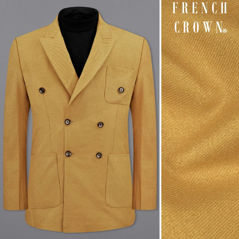 Men Blazers for Job Interviews in Conservative Styles Copper Yellow Wool Rich Double Breasted Sports Blazer Men Blazers for Job Interviews in Conservative Styles Copper Yellow Wool Rich Double Breasted Sports Blazer