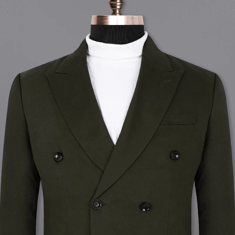 Men Blazers with Christmas - Themed Prints for Holiday Parties Log Cabin Green Double Breasted Premium Cotton Blazer Men Blazers with Christmas - Themed Prints for Holiday Parties Log Cabin Green Double Breasted Premium Cotton Blazer