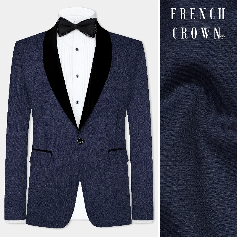 Men Blazers for Polo Matches in Classic and Sporty Styles Mizzoni Blue Solid Wool Blend Tuxedo Blazer Men Blazers for Polo Matches in Classic and Sporty Styles Mizzoni Blue Solid Wool Blend Tuxedo Blazer