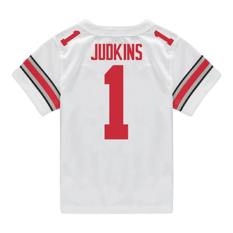 Men's Vintage American Football Jerseys of Legendary Teams for Collectors and Fans Ohio State Buckeyes Nike #1 Quinshon Judkins Student Athlete White Football Jersey Men's Vintage American Football Jerseys of Legendary Teams for Collectors and Fans Ohio State Buckeyes Nike #1 Quinshon Judkins Student Athlete White Football Jersey