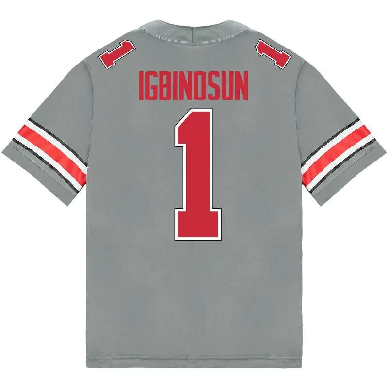 Men's Retro Soccer Jerseys of Famous Clubs from the 90s for Nostalgic Football Enthusiasts Ohio State Buckeyes Nike #1 Davison Igbinosun Student Athlete Gray Football Jersey Men's Retro Soccer Jerseys of Famous Clubs from the 90s for Nostalgic Football Enthusiasts Ohio State Buckeyes Nike #1 Davison Igbinosun Student Athlete Gray Football Jersey