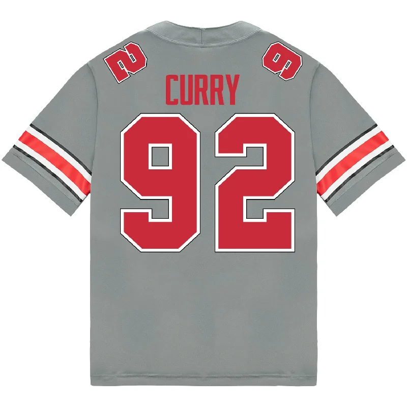 Men's Custom - Printed Baseball Jerseys with Player Names and Numbers for Personalized Style Ohio State Buckeyes Nike #92 Caden Curry Student Athlete Gray Football Jersey Men's Custom - Printed Baseball Jerseys with Player Names and Numbers for Personalized Style Ohio State Buckeyes Nike #92 Caden Curry Student Athlete Gray Football Jersey