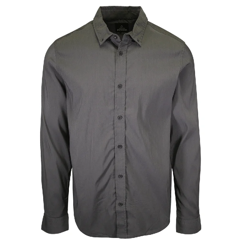 Men's long sleeve fleece - lined shirts for extreme cold weather prAna Men's Dark Grey Solid L/S Woven Shirt (S66) Men's long sleeve fleece - lined shirts for extreme cold weather prAna Men's Dark Grey Solid L/S Woven Shirt (S66)