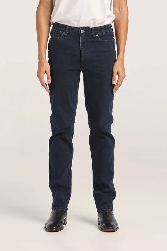 Men's High - Waisted Jeans in a Medium Wash for a Vintage - Style Revival Slim Straight Jean Blue Black Men's High - Waisted Jeans in a Medium Wash for a Vintage - Style Revival Slim Straight Jean Blue Black