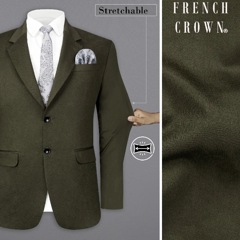 Men Blazers with African - Inspired Patterns for a Rich Heritage Look Taupe Green Solid Stretchable Premium Cotton traveler Blazer Men Blazers with African - Inspired Patterns for a Rich Heritage Look Taupe Green Solid Stretchable Premium Cotton traveler Blazer
