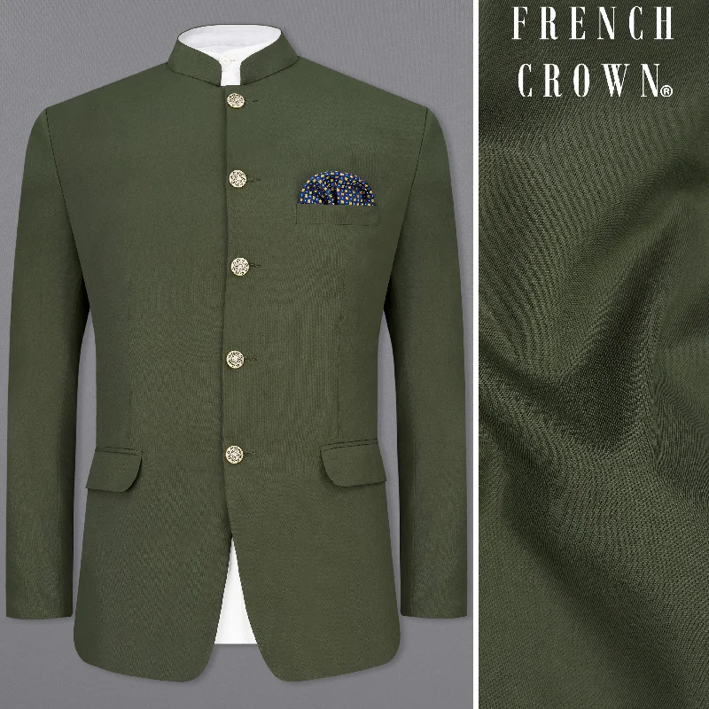 Men Blazers for Summer Parties in Breathable and Lightweight Fabrics Twill Green Bandhgala Blazer Men Blazers for Summer Parties in Breathable and Lightweight Fabrics Twill Green Bandhgala Blazer