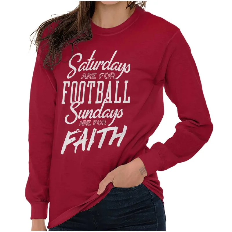 Men's button - front long sleeve Henley shirts with a casual charm Weekend Football & Faith Long Sleeve T Shirt Men's button - front long sleeve Henley shirts with a casual charm Weekend Football & Faith Long Sleeve T Shirt