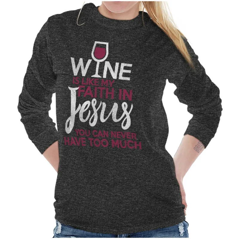 Men's moisture wicking long sleeve athletic shirts for running marathons Wine Faith Jesus Long Sleeve T-shirt Men's moisture wicking long sleeve athletic shirts for running marathons Wine Faith Jesus Long Sleeve T-shirt