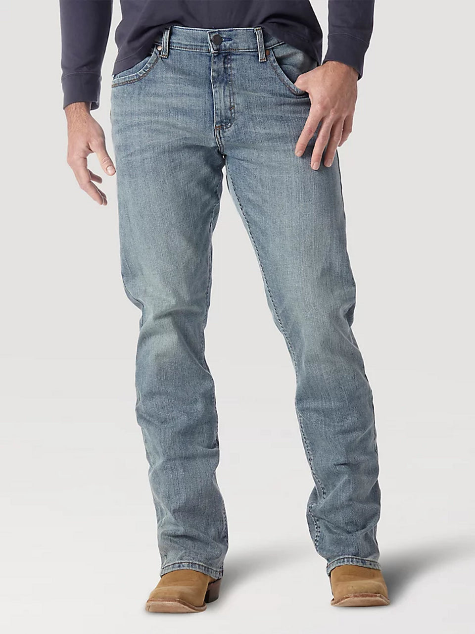 Plus Size Men's Bootcut Jeans with a Relaxed Waist for a Classic and Comfortable Fit WRANGLER RETRO LIGHT WASH SLIM FIT BOOT - MENS JEANS - 77MWZBR Plus Size Men's Bootcut Jeans with a Relaxed Waist for a Classic and Comfortable Fit WRANGLER RETRO LIGHT WASH SLIM FIT BOOT - MENS JEANS - 77MWZBR