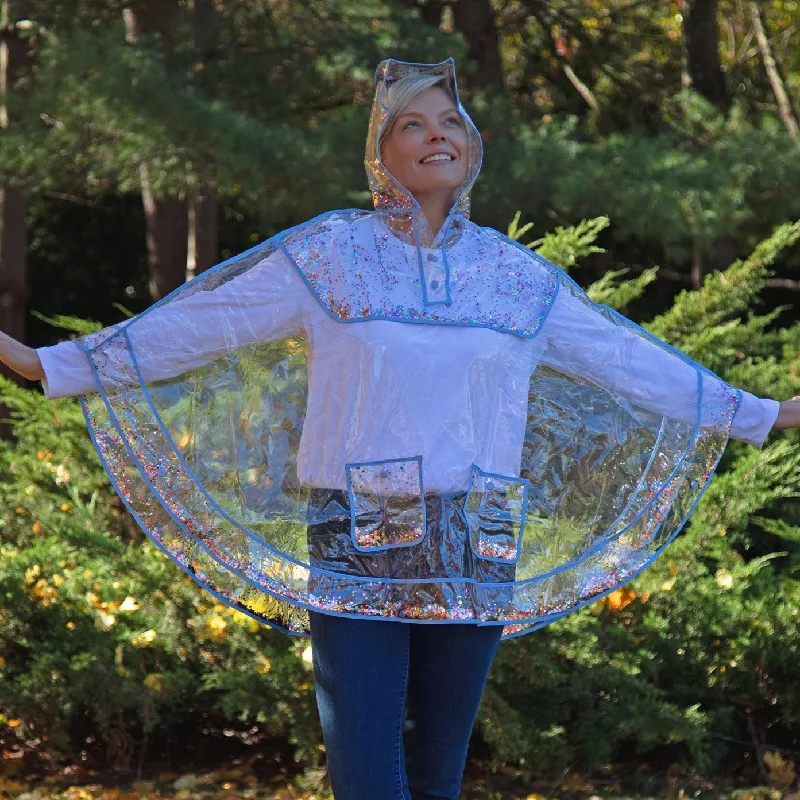 Confetti Clear Hooded Rain Poncho