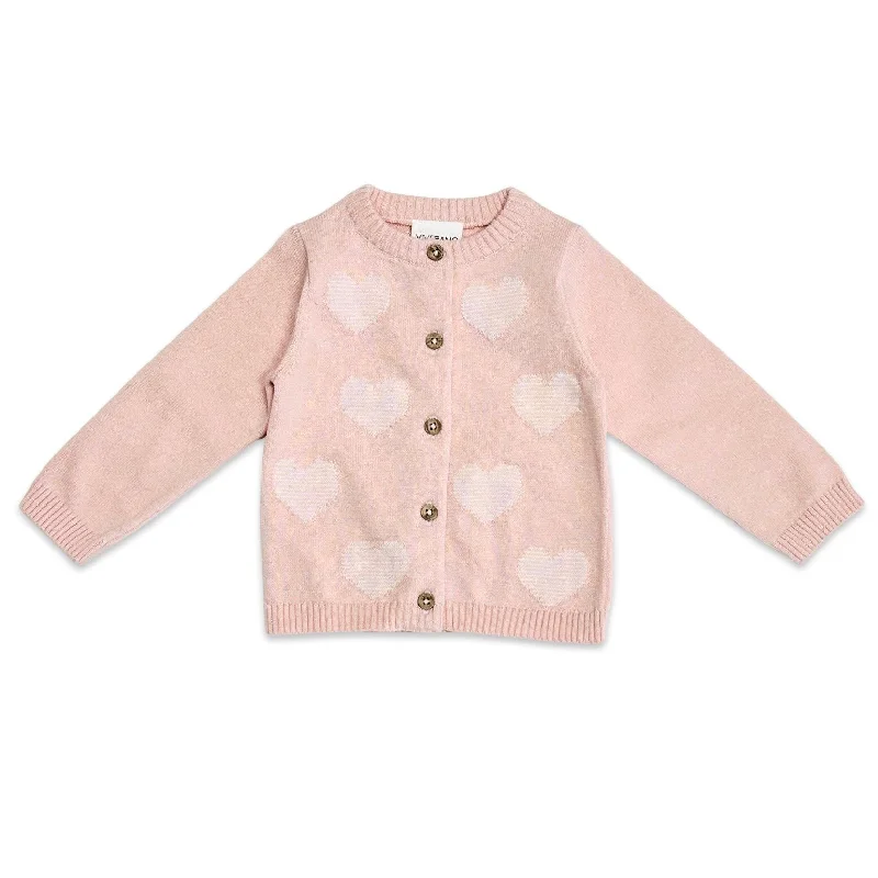 Hearts Jacquard Knit Baby Cardigan (Organic Cotton)- 2 Colors