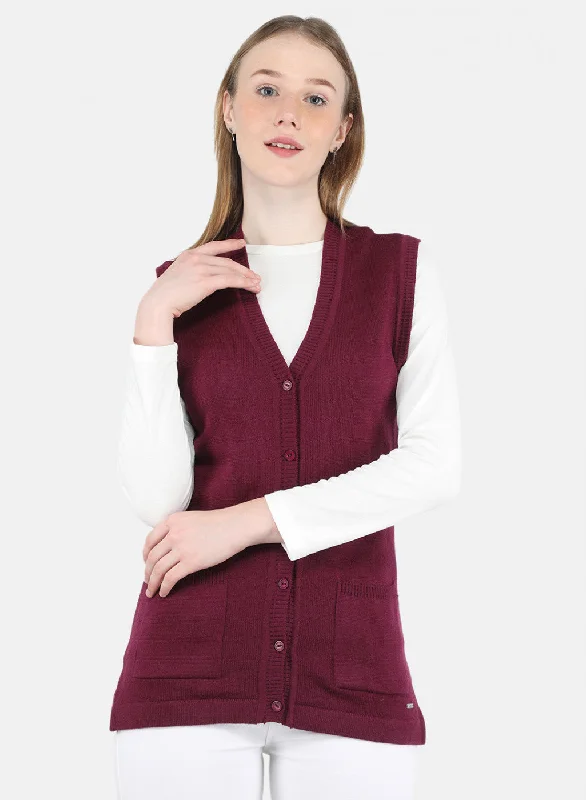 Women Purple Solid Cardigan