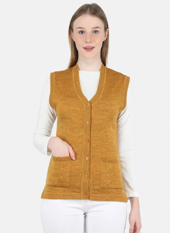 Women Yellow Solid Cardigan