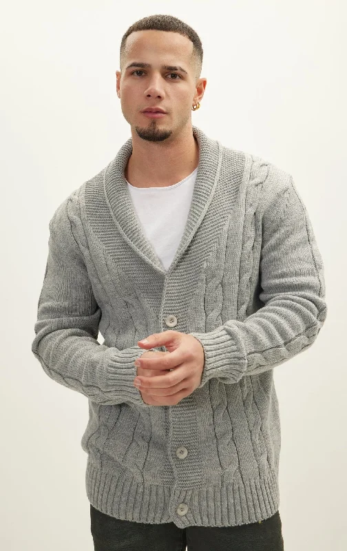 Four Button Down Cardigan - Grey