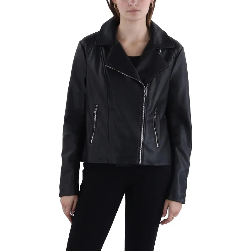 Sam Edelman Womens Faux Leather Short Motorcycle Jacket