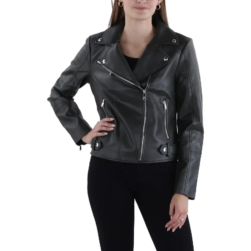 Sam Edelman Womens Faux Leather Short Motorcycle Jacket