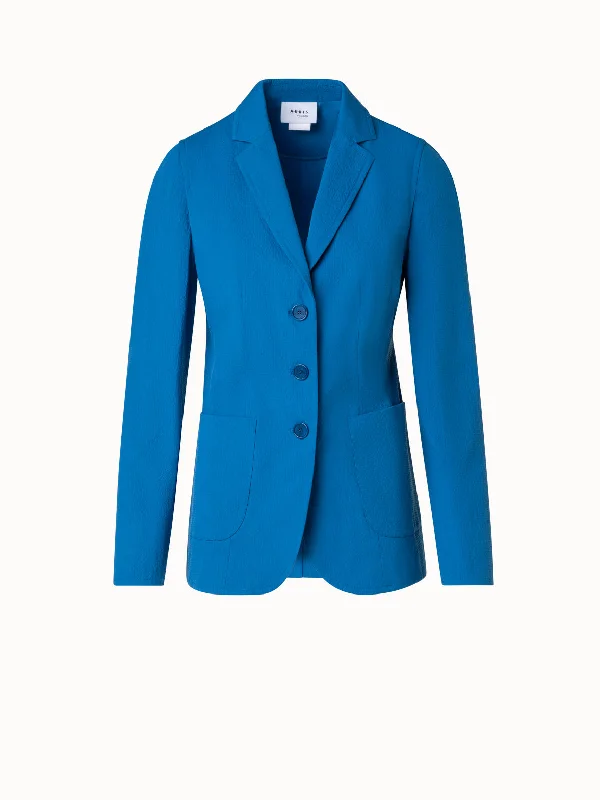 Three Button Blazer in Stretch Cotton Seersucker