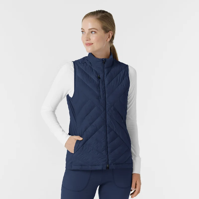 Women's Quilted Scrub Vest - Navy