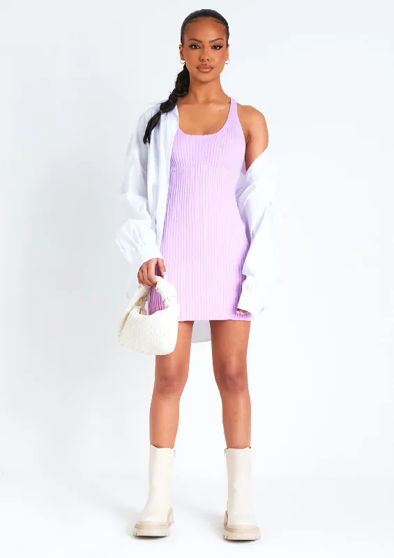 Brooke Lilac Cross back Knitted Mini Dress