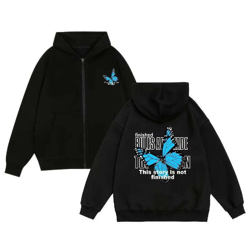 Butterfly women’s zip-up hoodie oversized