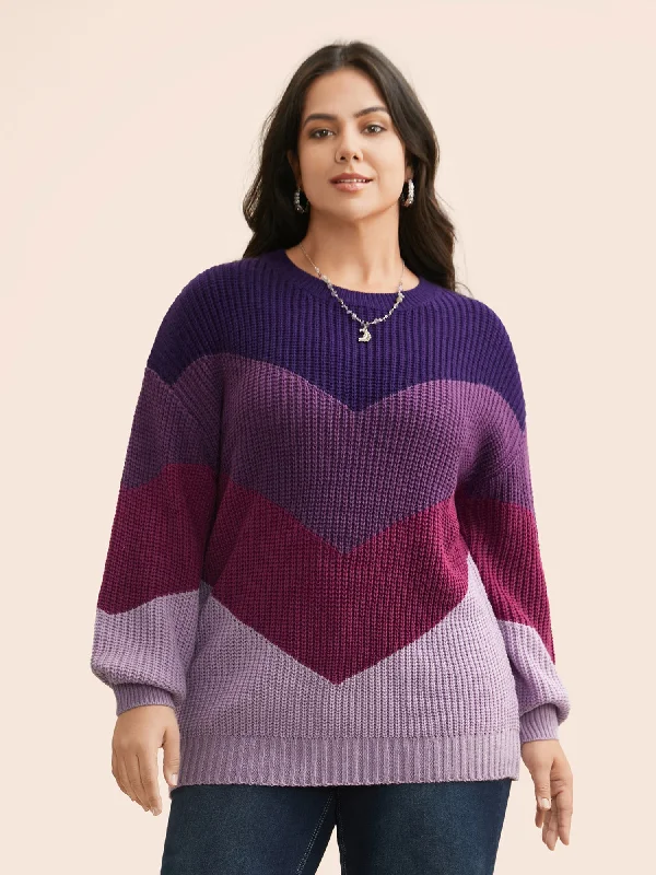 Colorblock Contrast Drop Shoulder Sleeve Pullover