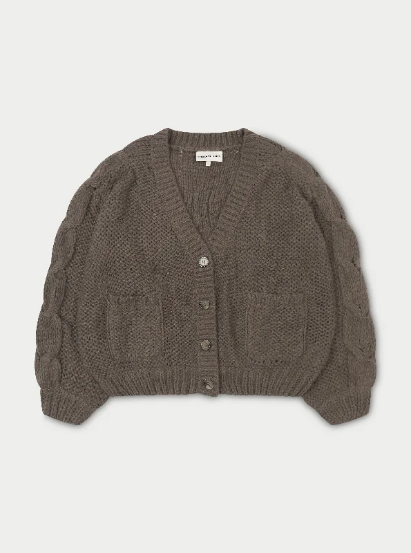 EMBLEM OVERSIZED KNIT CARDIGAN - COCOA