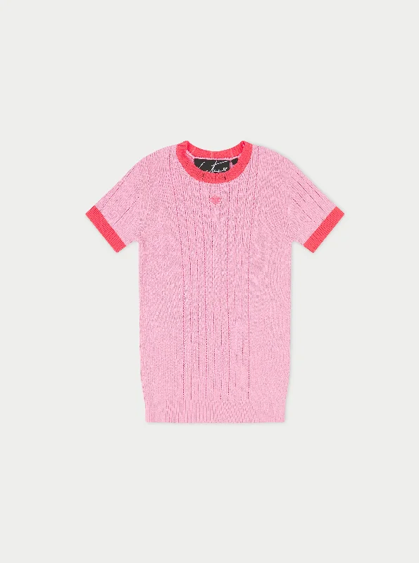 KNITTED EMBLEM BABY TEE - PINK