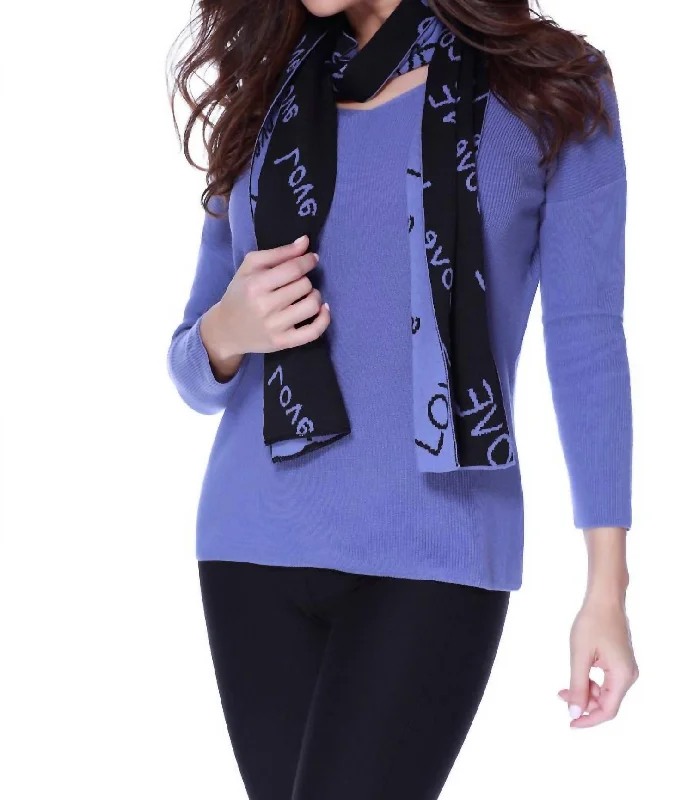 Love Pullover W/ Scarf In Lavender