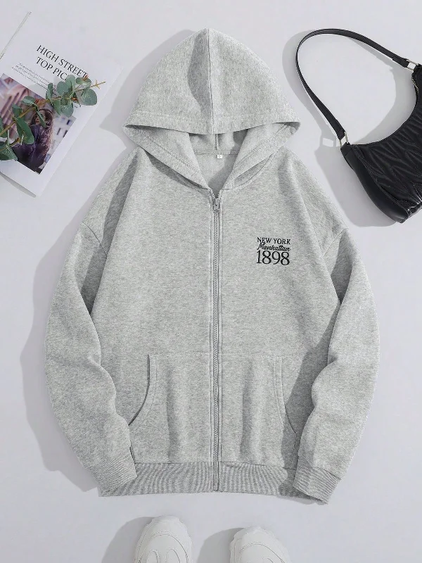 New york zip-up hoodie oversized