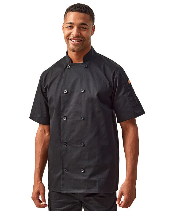 RP656 - Artisan Collection by Reprime Unisex Short-Sleeve Sustainable Chefs Jacket | Black