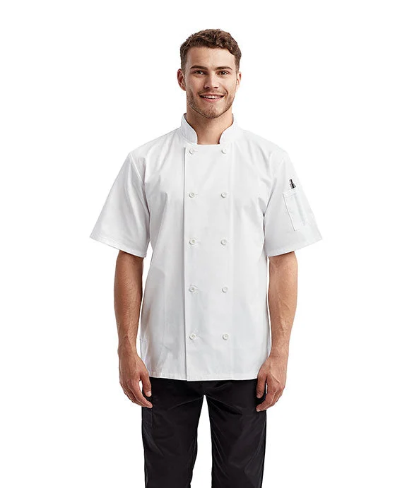 RP656 - Artisan Collection by Reprime Unisex Short-Sleeve Sustainable Chefs Jacket | White