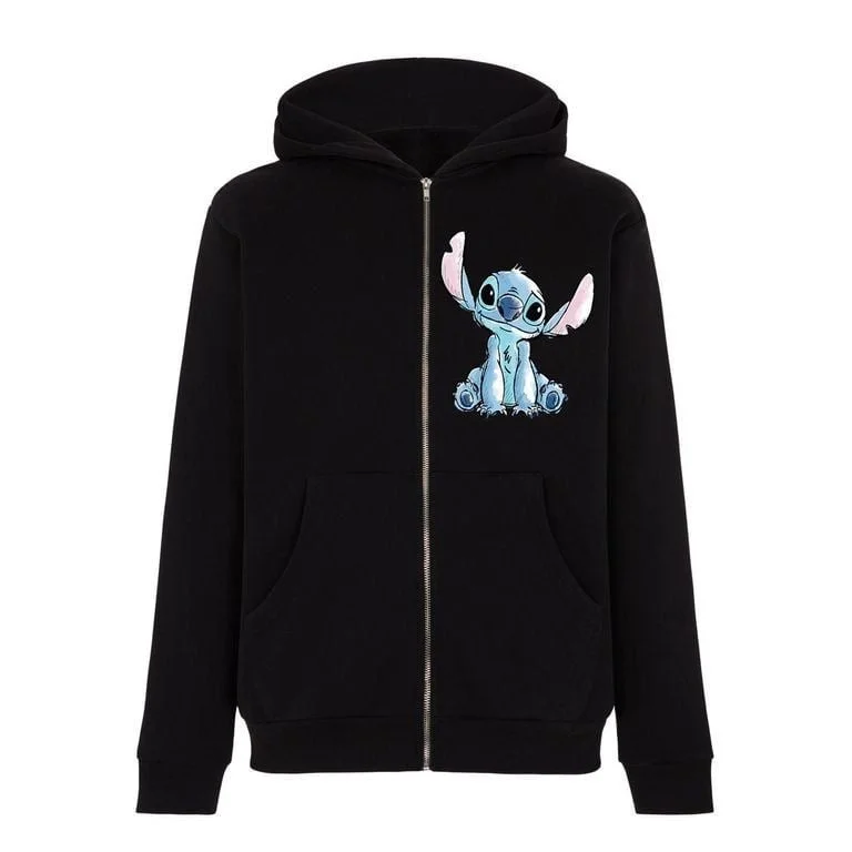 Stitch zip-up hoodie oversized