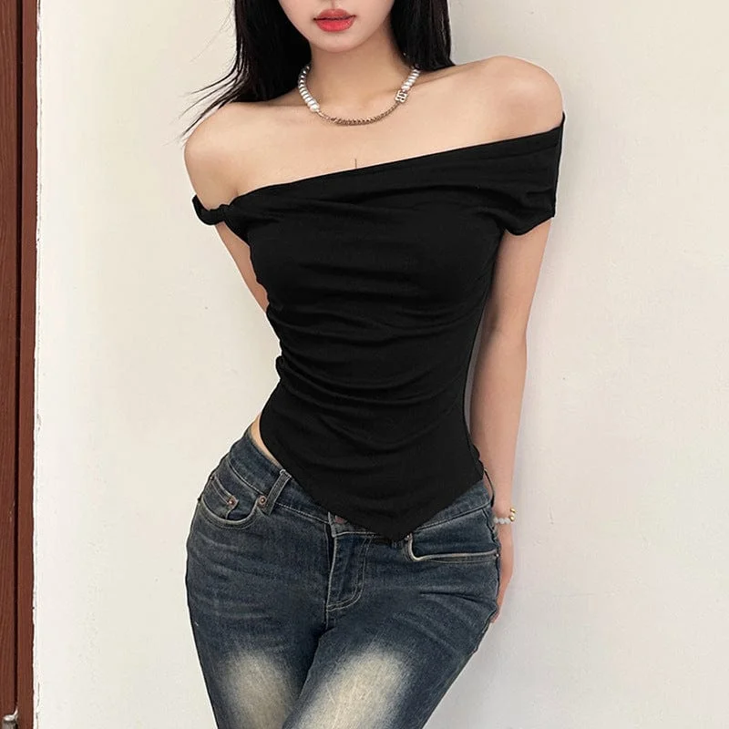 Women's Punk Irregular Off Shoulder Tank Top