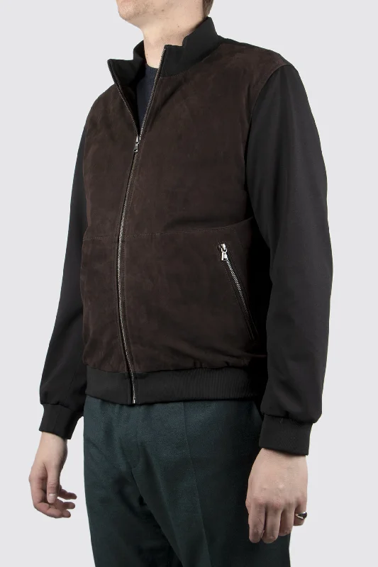 Daniel Hechter Baseball Leather Jacket Brown