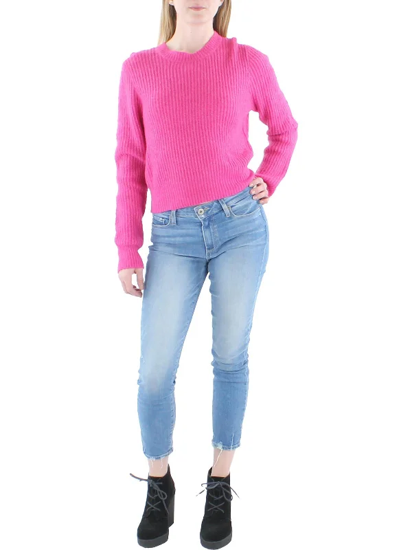 Womens Crewneck Cable Knit Pullover Sweater