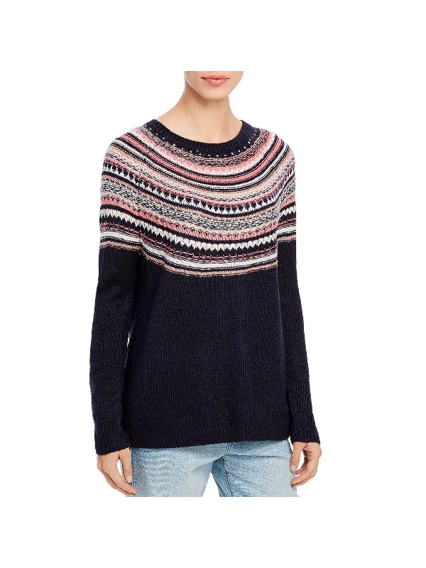 Womens Fair Isle Crewneck Pullover Sweater