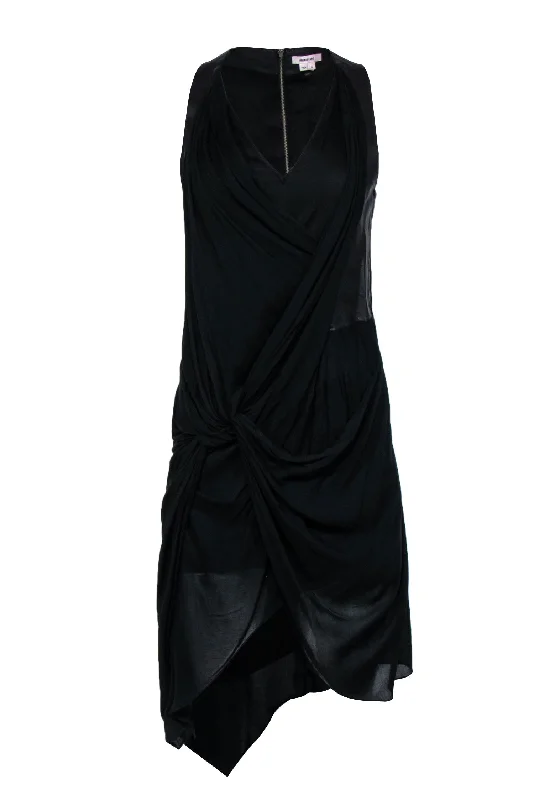Wrap - Style Women Dress with Adjustable Fit for All Body Types Wrap - Style Women Dress with Adjustable Fit for All Body Types Helmut Lang - Black Draped & Knotted Sleeveless Midi Dress w/ Leather Trim Sz 4 Wrap - Style Women Dress with Adjustable Fit for All Body Types Wrap - Style Women Dress with Adjustable Fit for All Body Types Helmut Lang - Black Draped & Knotted Sleeveless Midi Dress w/ Leather Trim Sz 4