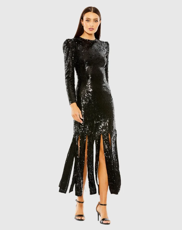 Long Sleeve High Neck Carwash Panel Dress