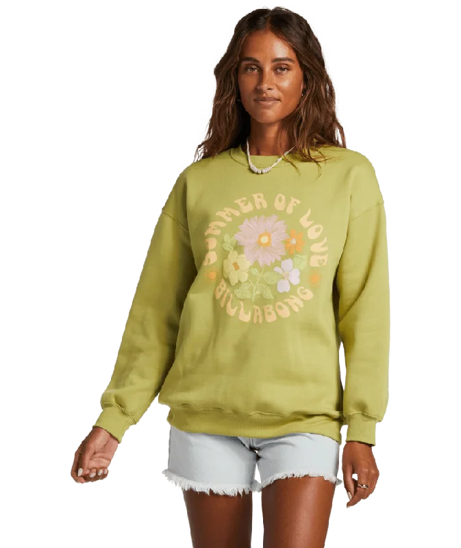 BILLABONG Women's Lovers Forever Crewneck Sweater Seaweed