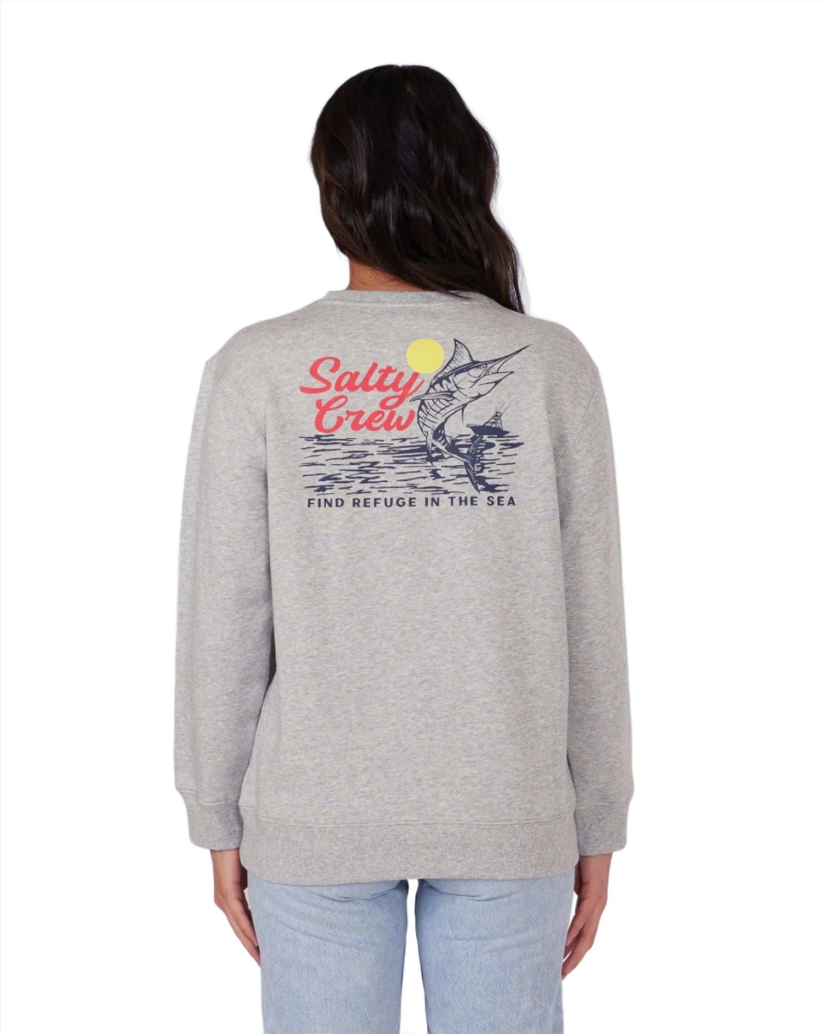 SALTY CREW Women's Jackpot Crewneck Sweater Athletic Heather