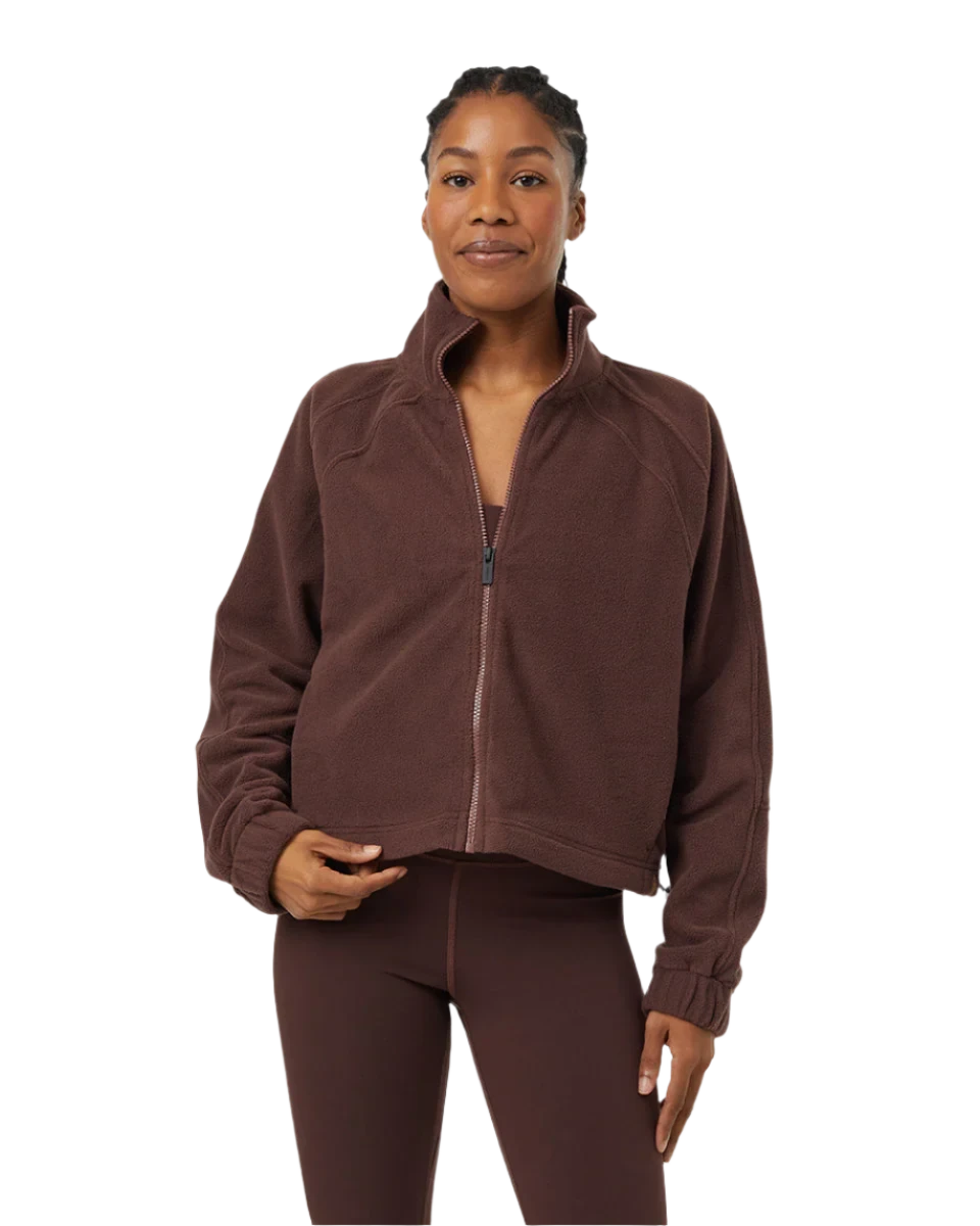 TENTREE Women's Recycled Microfleece Zip Sweater Deep Mahogany