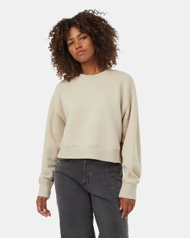 TENTREE Women's TreeFleece Oversized Cropped Crew Pale Oak