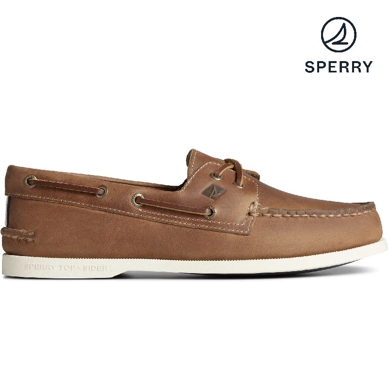 Canvas men's boat shoes for a casual summer look Men's Authentic Original Cross Lace Leather Boat Shoe - Tan (STS24867) Canvas men's boat shoes for a casual summer look Men's Authentic Original Cross Lace Leather Boat Shoe - Tan (STS24867)