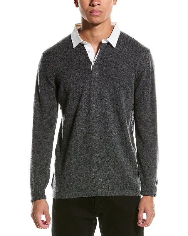 Men's Sweaters with Three - Quarter Sleeves for Transitional Seasons Brodie Cashmere Wool & Cashmere-Blend Rugby Shirt Men's Sweaters with Three - Quarter Sleeves for Transitional Seasons Brodie Cashmere Wool & Cashmere-Blend Rugby Shirt