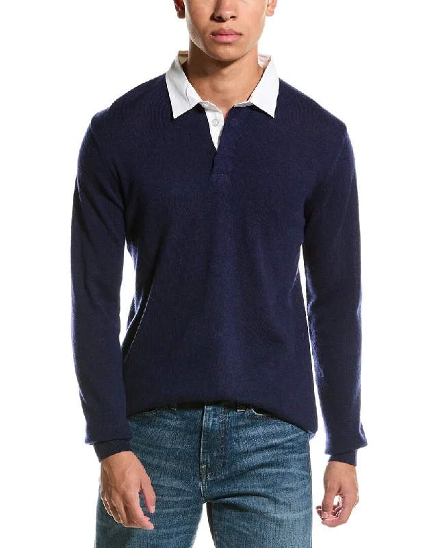 Men's Sweaters with Ribbed Cuffs for a Secure Fit Brodie Cashmere Wool & Cashmere-Blend Rugby Shirt Men's Sweaters with Ribbed Cuffs for a Secure Fit Brodie Cashmere Wool & Cashmere-Blend Rugby Shirt
