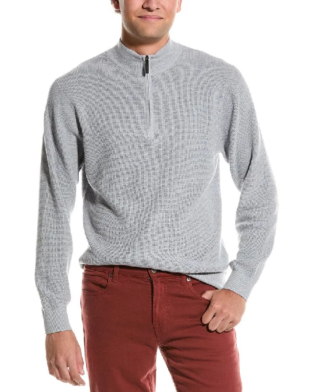 Men's Athletic - Fit Sweaters for an Active Look Douglas Anthony Thermal Quarter Zip Cashmere-Blend Sweater Men's Athletic - Fit Sweaters for an Active Look Douglas Anthony Thermal Quarter Zip Cashmere-Blend Sweater
