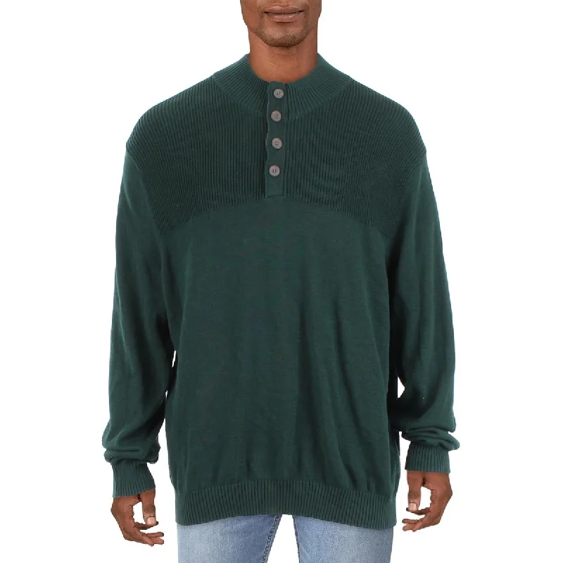 Men's Sweaters with Drop - Shoulder Sleeves for a Relaxed Look Mens Cotton Button Mock Turtleneck Sweater Men's Sweaters with Drop - Shoulder Sleeves for a Relaxed Look Mens Cotton Button Mock Turtleneck Sweater